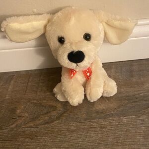 & Other Stories Cream Plush Puppy with Red Polka Dot Bow